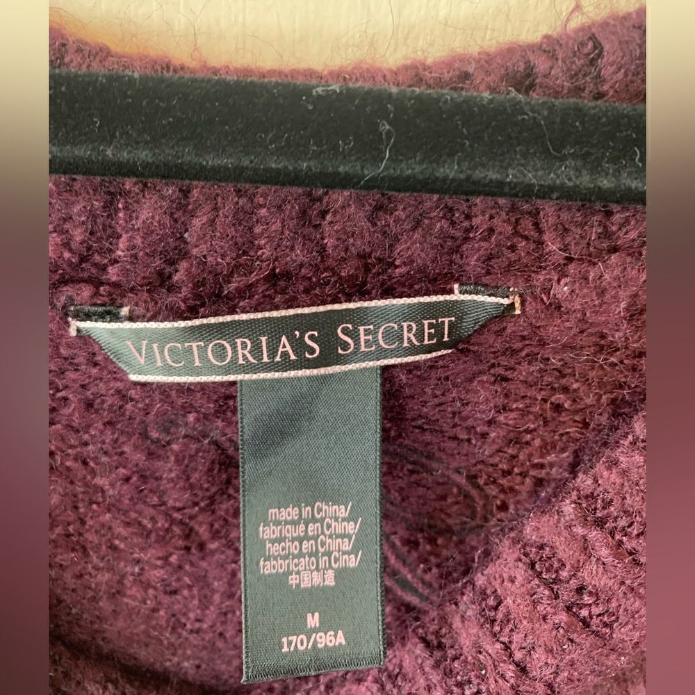 Victoria’s Secret Purple fuzzy “love” rhinestone sweater size M - Picture 3 of 8